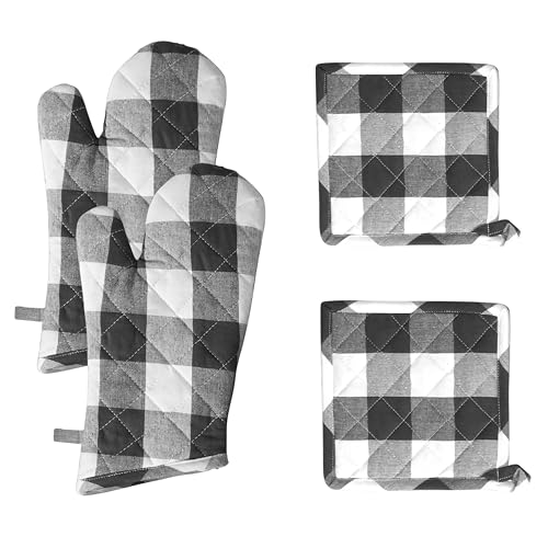 Buffalo Plaid Check Oven Mitts and Pot Holders Set of 4 (4 Count)
