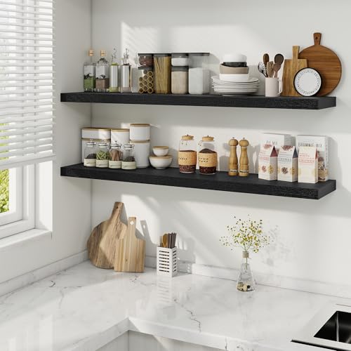 48 Inch Black Floating Shelves (2 Count)