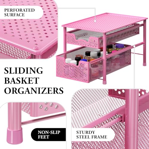 Stackable 2 Tier Sliding Basket Organizer Drawer