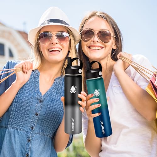 Insulated Water Bottle 40 oz with Straw