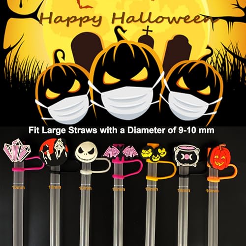 16PCS Halloween Straw Toppers for Stanley Cup (16 Count)