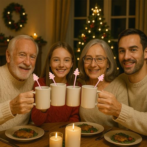 30 Pcs Winter Drink Stirrers Xmas Stir Stick Holiday Coffee Swizzle Stick Reusable Plastic Hot Cocoa Bar Chocolate Decoration Cocktail Mixer (30 Count)