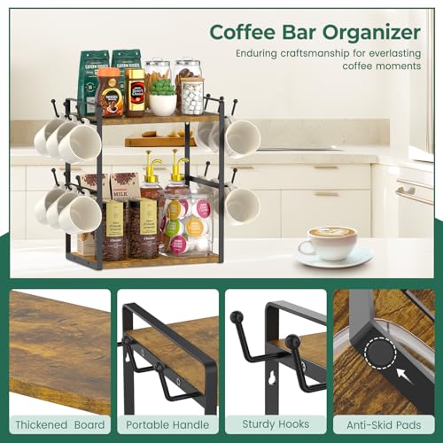 Coffee Station Bar Organizer Mug Holder Stand Countertop