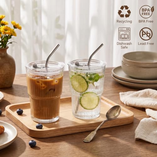 13oz Iced Coffee Cups with Lids and Straws