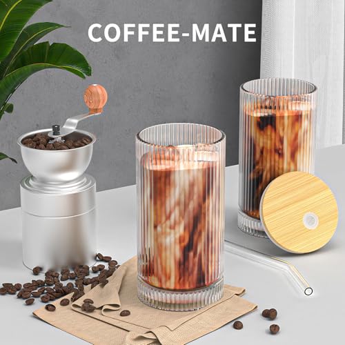 15 Oz Glass Cups with Lid and Straw (2 Count)