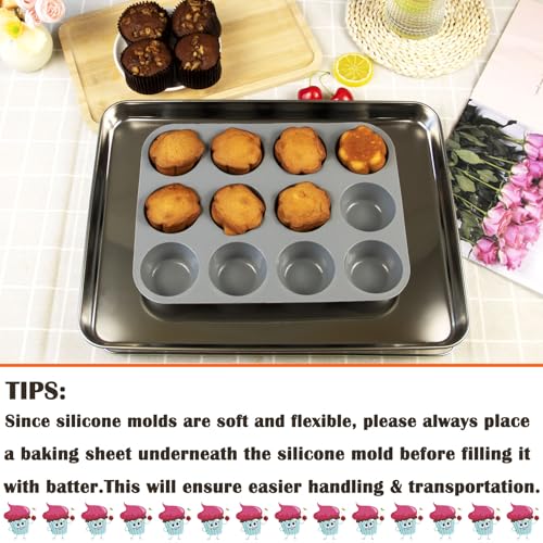 12 Cups Silicone Mini Muffin Pan Set (2 Count)