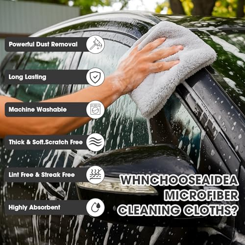 30 Pcs 16 x 16 Inch Edgeless Microfiber Plush Towels for Cars Detailing Drying Wash Polishing Absorbent Cleaning Cloths (30 Count)