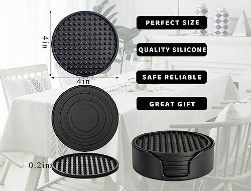Rubber Coasters Set 6 with Holder