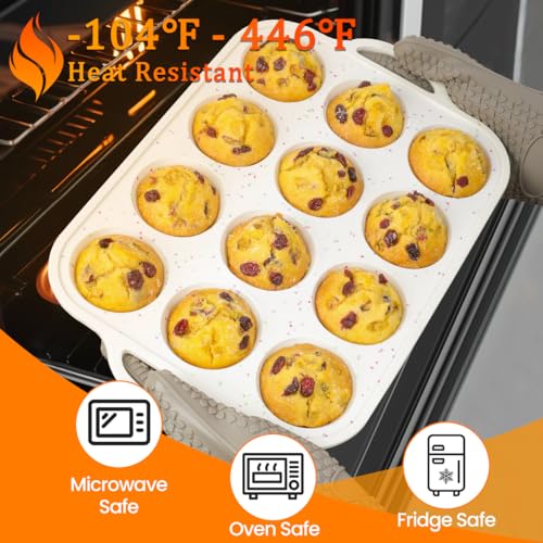 Silicone Muffin Pans for Baking with Metal Framed (2 Count)