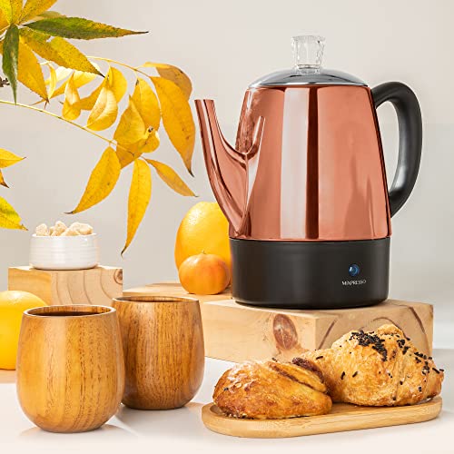 4 Cup Copper Small Electric Percolator Coffee Pot Stainless Steel (4 Count)