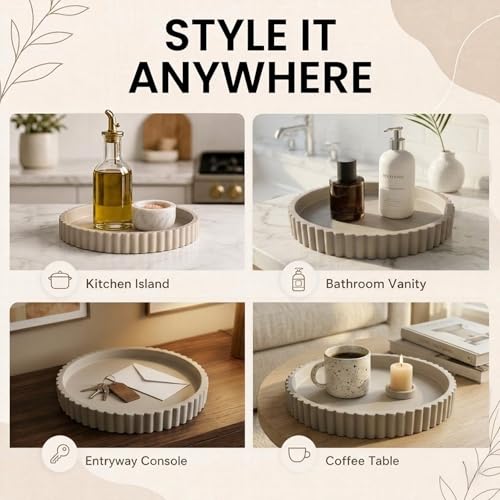 13 Inch Concrete Round Tray Home Decor for Coffee Table Decor