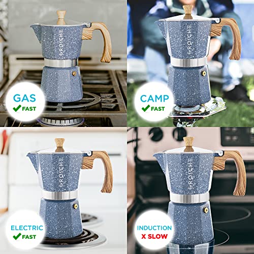 Milano Stovetop Espresso Maker Moka Pot 6 espresso Cup 9.3oz Indigo