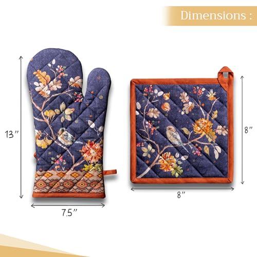 100% Cotton Oven Mitt & Pot Holder Set