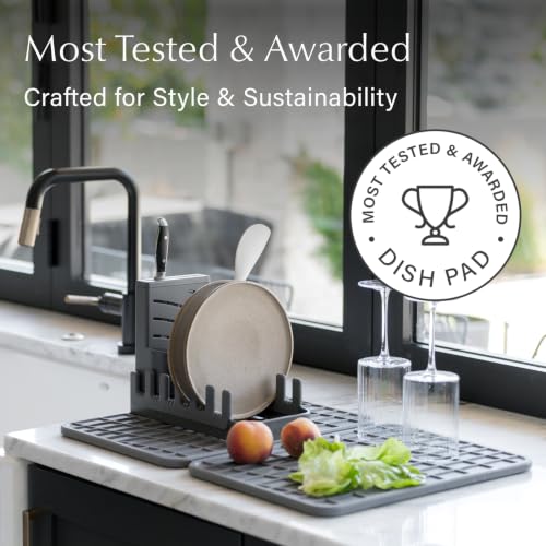 Home Collapsible Dish Drying Rack with Stone Dish Pad