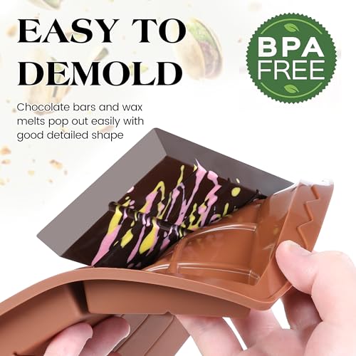 2 Pcs Chocolate Bar Mold Deep Dubai 0.85 Inch Stuffed Chocolate Molds Silicone Large Break Apart Silicone Molds (2 Count)