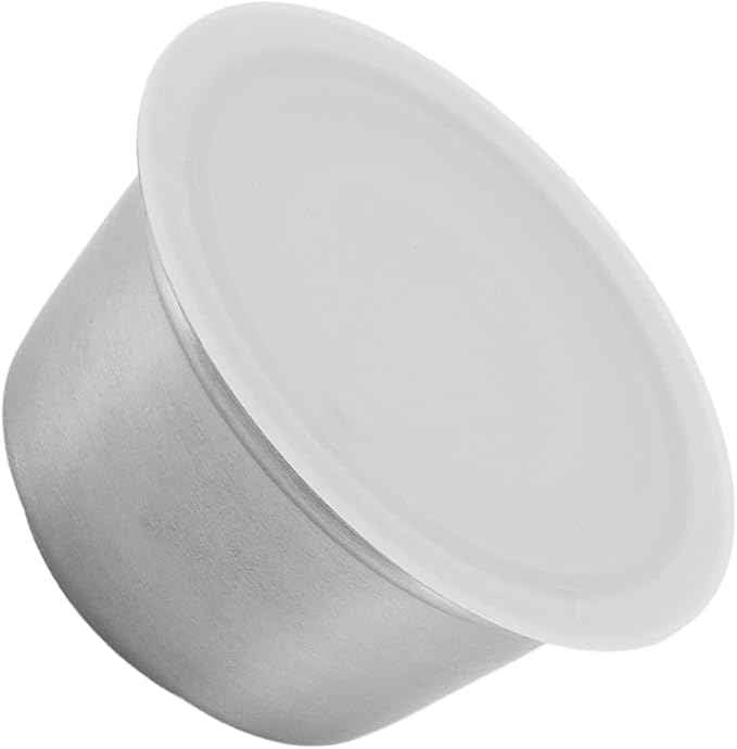 Refillable Coffee Capsule, Stainless Steel Reusable Coffee Pod, High Temperature with Food Grade Silicone Lid for Machines, Includes Scoop and Brush (White)