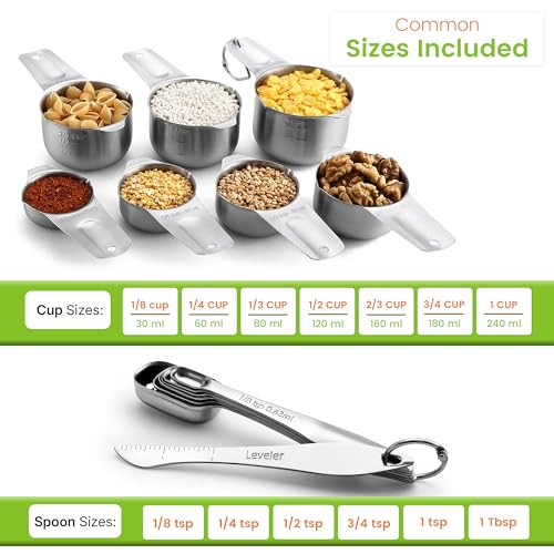 Stainless Steel Measuring Cups and Spoons Set of 14 w (14 Count)