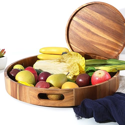 Extra Large 20" Acacia Wood Tray with Handles