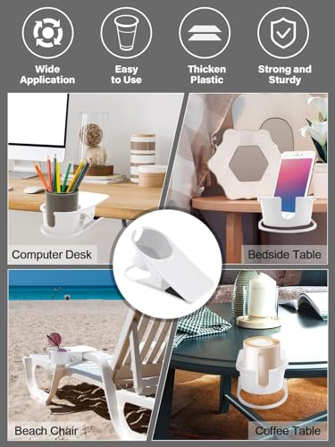 3PCS Drinking Cup Holder Clip Kalolary Chair Desk Bottle Cup Stand DIY Glass Clamp Storage Saucer Clip with Groove for Potted Plant Beverage Coffee Mug Holder Clip for Home & Office (3 Count)