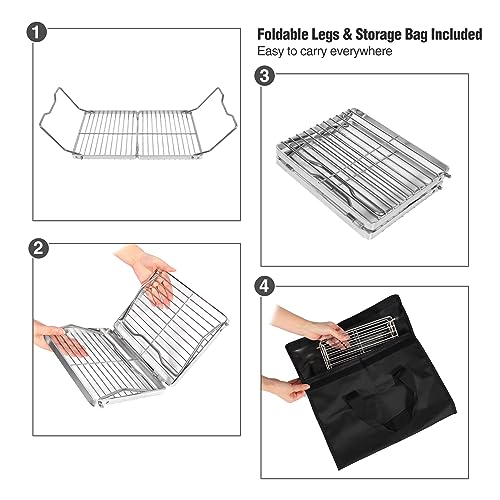 Folding Campfire Grill 304 Stainless Steel Grate