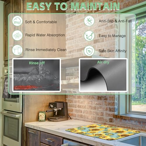 Dish Drying Mat for Kitchen Counter Absorbent Dish Coffee Mat 16"X24"