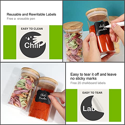 15 Pack 10 oz Glass Jars With Bamboo Lids for Kitchen (15 Count)