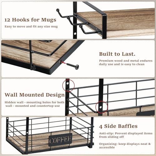 Coffee Mug Rack with 12 Hooks