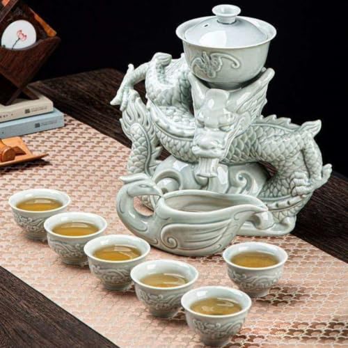 Celadon Dragon Ceramic Gongfu Tea Set with 6 Tea Cups