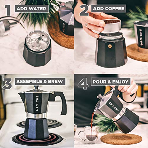 Milano Stovetop Espresso Maker Moka Pot 3 espresso Cup