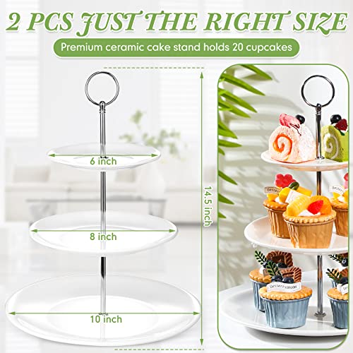 2 Pcs 3 Tier Porcelain Cupcake Stand