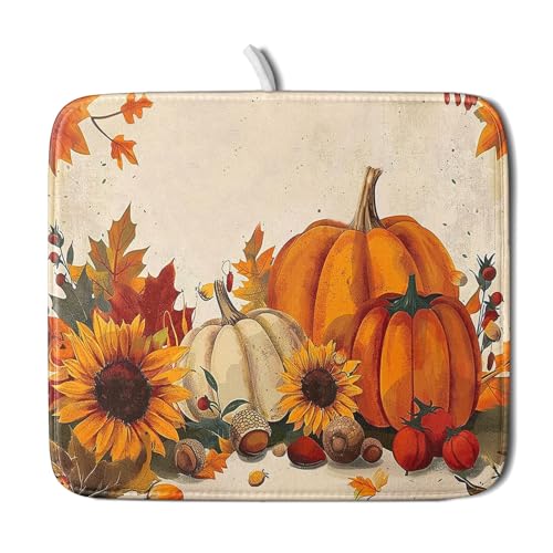 Happy Thanksgiving Day Harvest Dish Drying Mat for Kitchen Counter