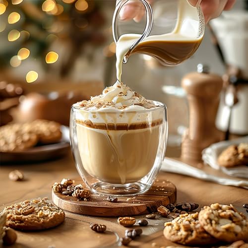5 Ounces Set of 4 Double Walled Glass Coffee Mugs Insulated Layer Coffee Cups Borosilicate Glass Espresso Double Insulated Clear Glass Coffee Mug for Hot Beverages (4 Count)