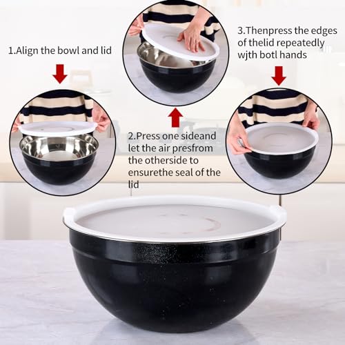 Black Mixing Bowls with Lids Set of 7