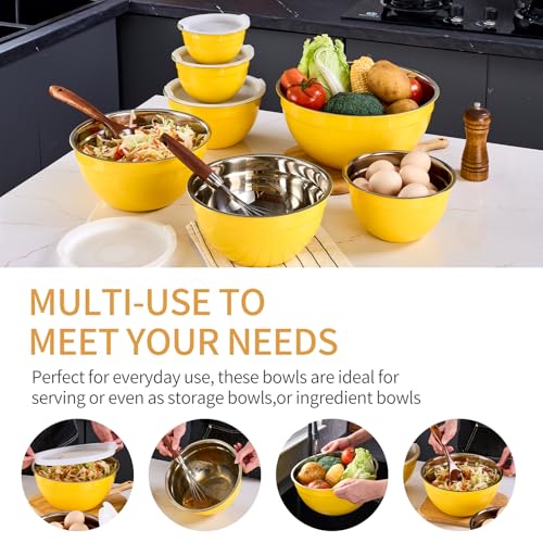 Yellow Mixing Bowls With Airtight Lids