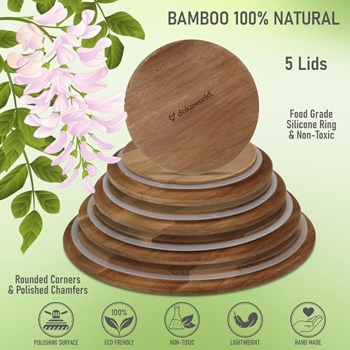 Glass Mixing Bowls Acacia Lids (5 Count)