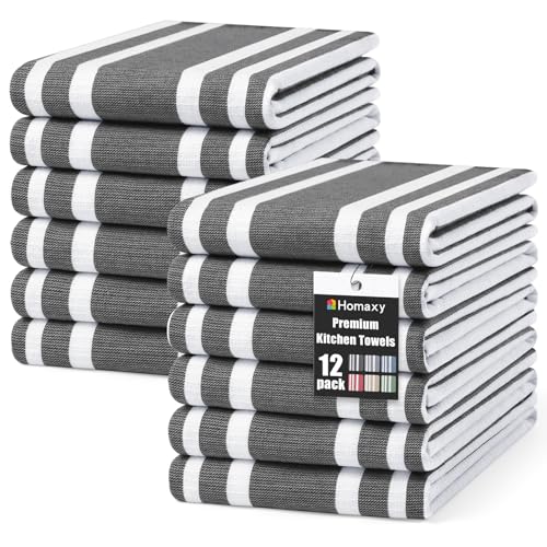 Premium Cotton Stripe Kitchen Towels 12 Pack (12 Count)