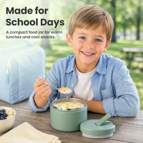 12oz Insulated Vacuum Food Jar with Buckle Lid Wide Mouth Soup Thermo for Hot Food Kids Leakproof Stainless Steel Lunch Container