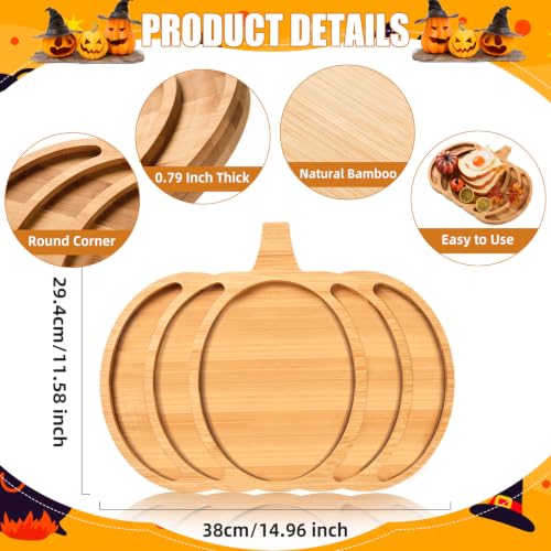 Pumpkin Bamboo Serving Platter Tray Thanksgiving Charcuterie Board