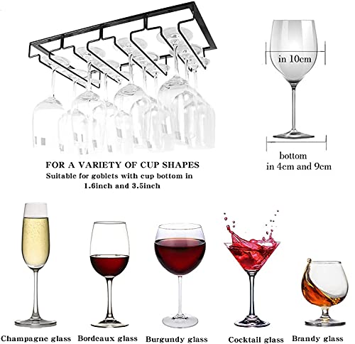 Wine Cup Holder Table Decoration Storage Hanger Metal Organizer for Bar Kitchen Stemware Rack Under Cabinet Stainless Steel Hanger Storage Shelf Black