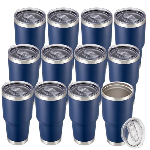 30 oz Tumbler with Lid Stainless Steel Tumblers Bulk (12 Count)