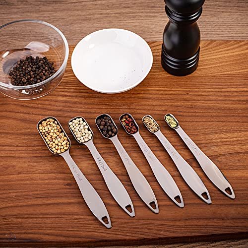 6-Piece 18/8 Stainless Steel Measuring Spoons Set, Dark Gray