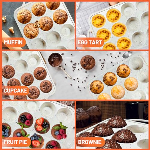 2Pack Silicone Muffin Pan for Baking with Metal Reinforced Frame (2 Count)