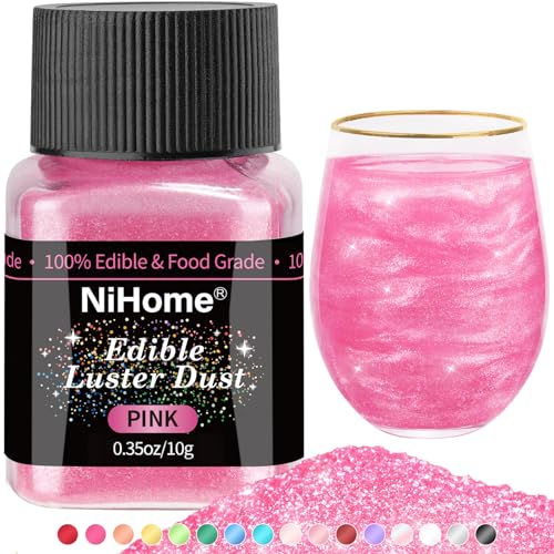 Edible Food Grade Glitter Powder Glimmer Luster Dust Metallic Fancy Food Decorating Sprinkle Glimmery Dust for Drink Wine Beverage Cake Bakery Vegan Allergen