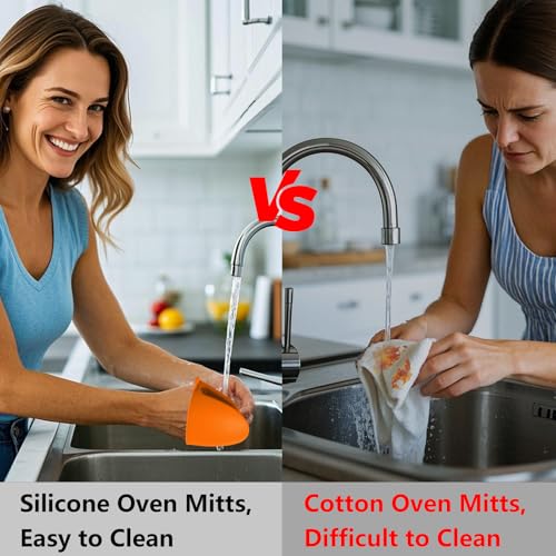 Oven Mitts Silicone Pot Holders Set Heat Resistant for Kitchen (6 Count)