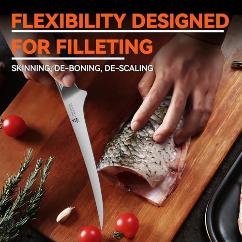 Fillet Knife 7 Inch Professional Fish Boning Knife for Trimming Meat & Poultry