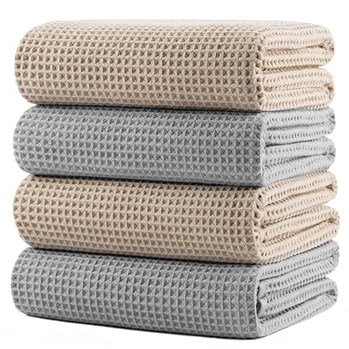 430 GSM Poly Blend Microfiber Quick Dry Waffle Bath Towel (4 Count)
