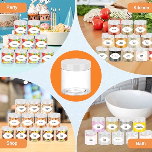 6 OZ Plastic Jars with White Lids (48 Count)