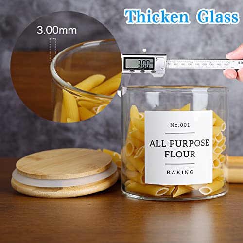 20 OZ Glass Food Storage Jars with 132 Pantry Labels Preprinted