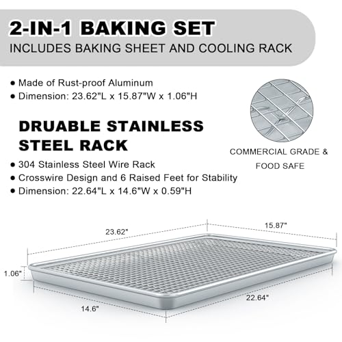 24 Inch Baking Sheet Pans with Rack Set (2 Count)