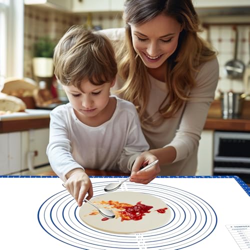 Dough Mat Silicone Baking Mats for Rolling Pastry Kneading Sheet Sourdough Bread Baking Supplies Blue 28x20"0.45mmT